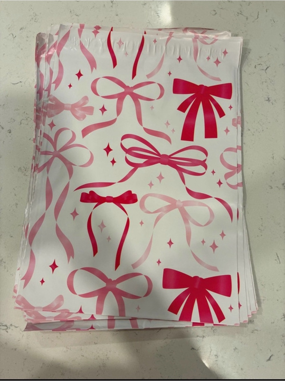 Pink Bow Print Polymailers - pack of 100 - 10x13